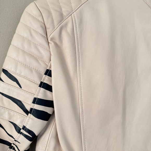 NWT 3.1 Phillip Lim nude zebra striped peplum motorcycle leather jacket … - Picture 11 of 13